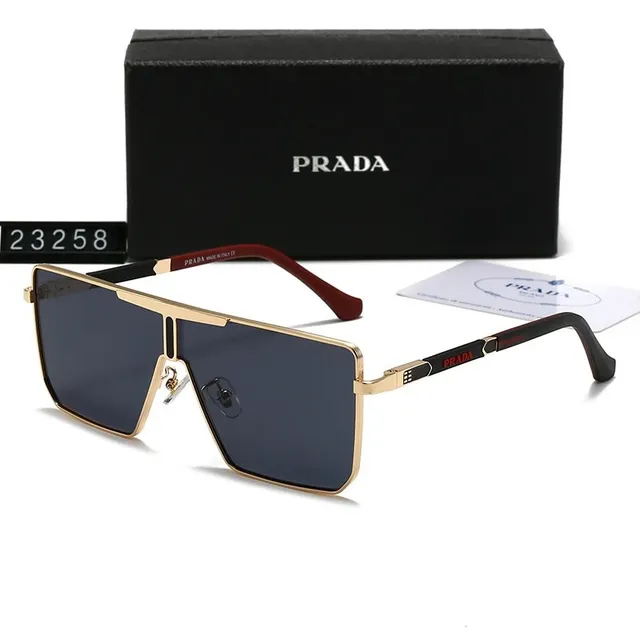 Prada Shield Sunglasses Gold Frame with Red Accents