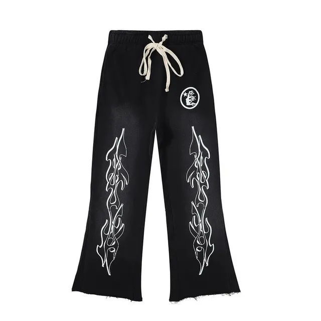 Hellstar Flame Print Sweatpants White Flame Graphic