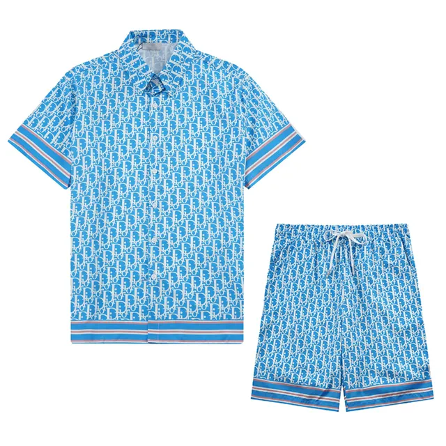 Dior Oblique Print Set Blue and White