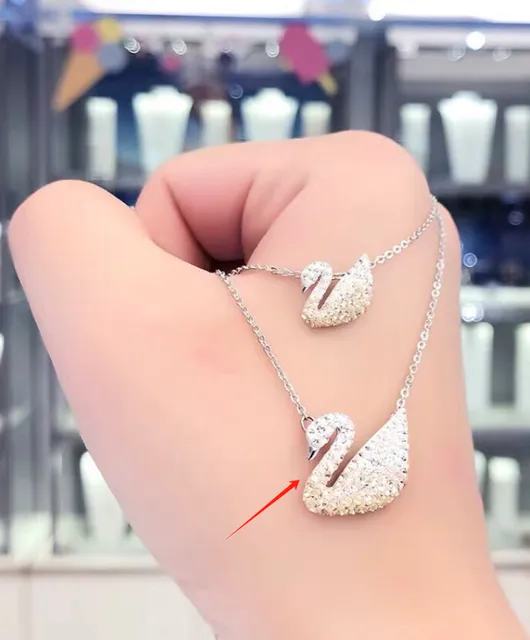 Swarovski Swan Necklace Crystal Pave