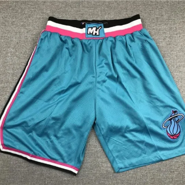 NBA Mesh Shorts Teal with Pink Trim