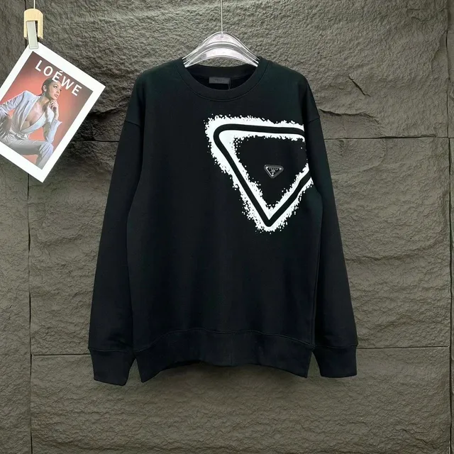 Prada Cotton Sweatshirt Triangle Logo Print