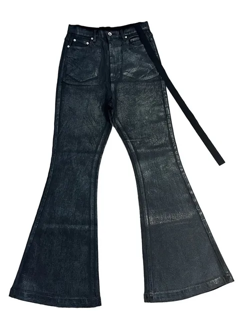 Rick Owens Flared Jeans Distressed Black
