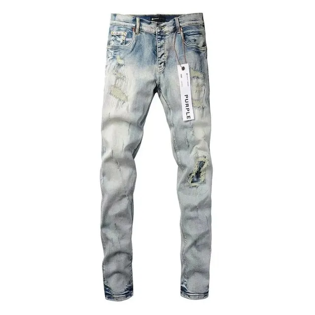 Purple Brand Slim Fit Jeans Distressed Light Wash