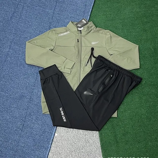 Nike Tech Fleece Jacket and Joggers Olive and Black