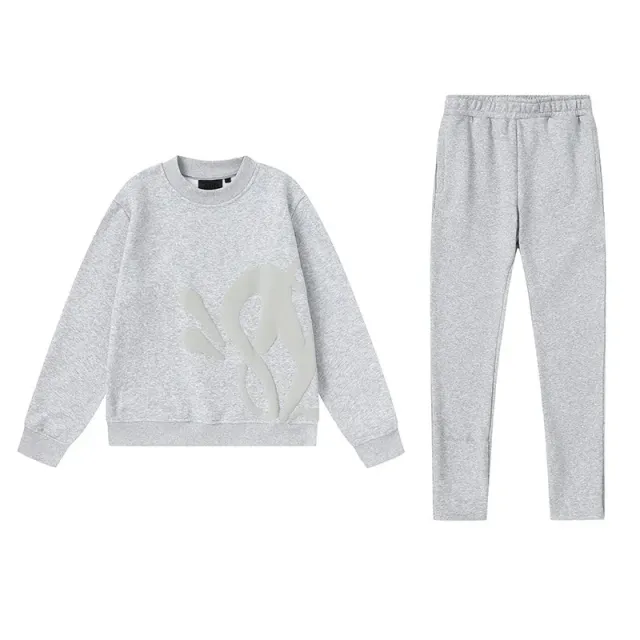 Syna World Crewneck Sweatshirt & Joggers Set Heather Grey with Logo Print