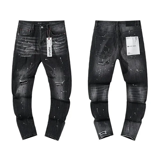 Purple Brand Distressed Jeans Paint-Splatter Ripped
