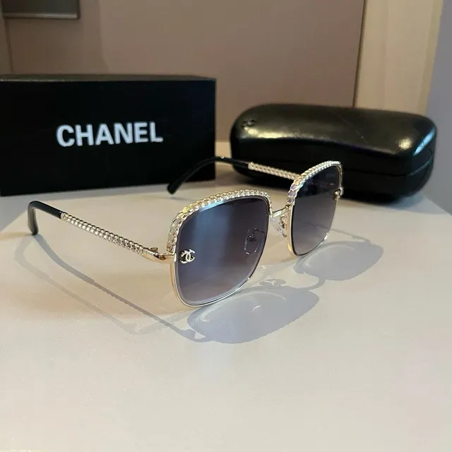 Chanel Square Sunglasses Crystal-Embellished