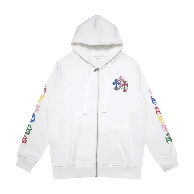Chrome Hearts Zip-Up Hoodie Rainbow Cross Logo