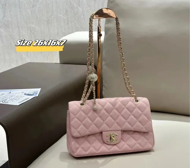 Chanel Classic Flap Bag Quilted Lambskin with Crystal Charm