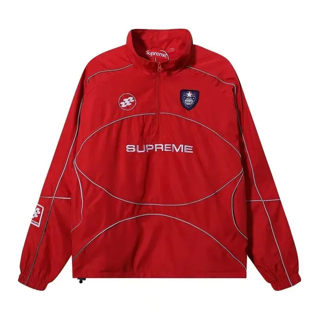 Supreme Half-Zip Windbreaker Red with White Piping