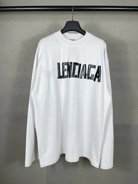 Balenciaga Logo Long-Sleeve Tee Distressed Black Print