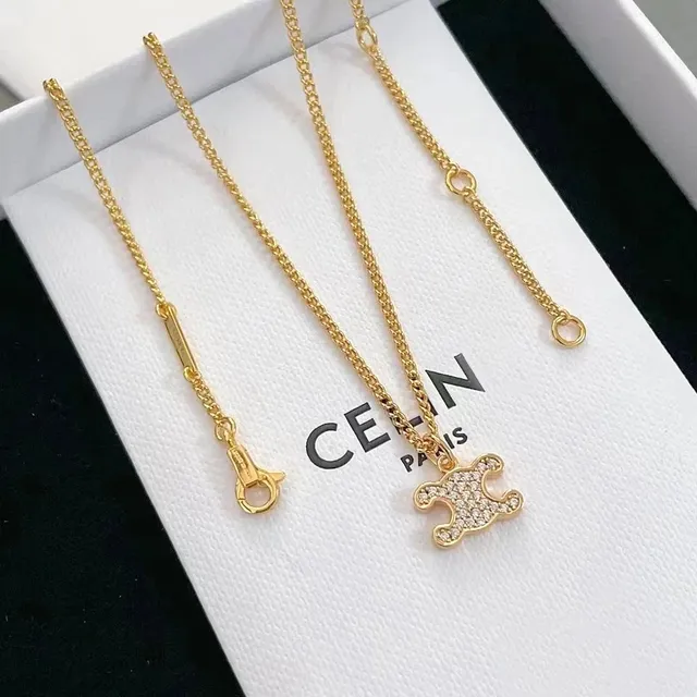 Celine Puzzle Pendant Necklace Crystal-Embellished