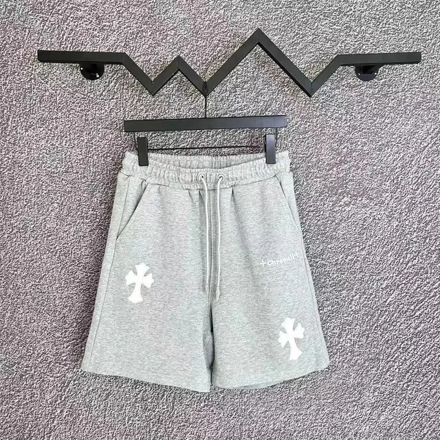 Chrome Hearts Cross Shorts Heather Grey with White Crosses