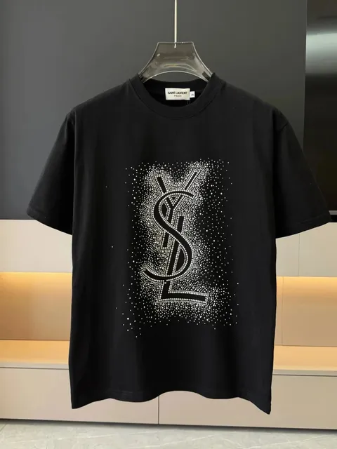 Saint Laurent Logo T-Shirt Crystal-Embellished