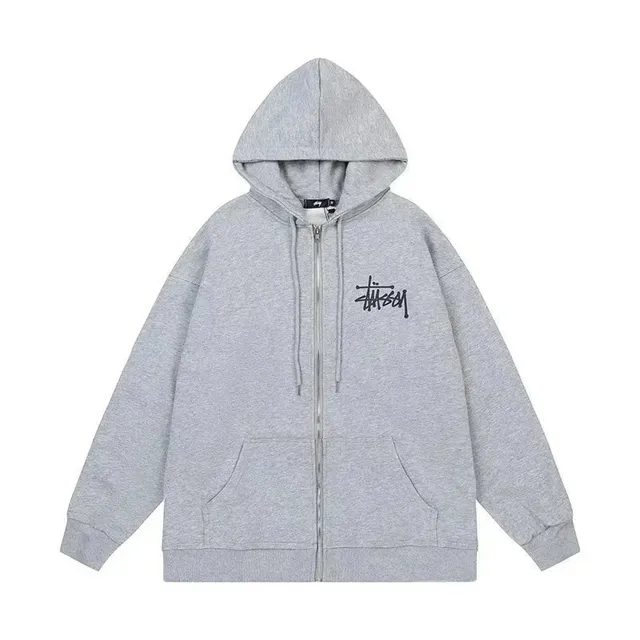Stüssy Zip-Up Hoodie Heather Grey