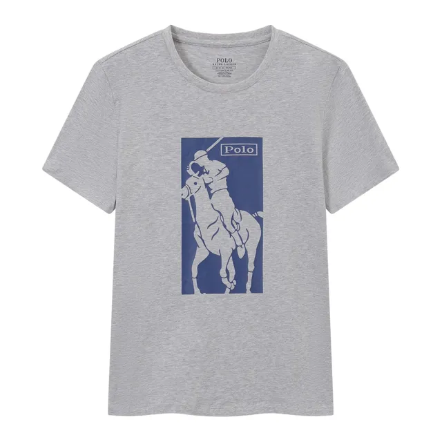 Polo Ralph Lauren Polo Player Graphic Tee Heather Grey with Navy Print