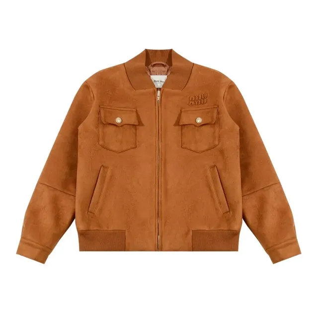 Miu Miu Suede Jacket Embroidered Logo