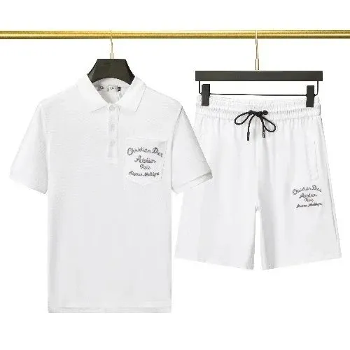 Dior Polo and Shorts Set Embroidered Logo