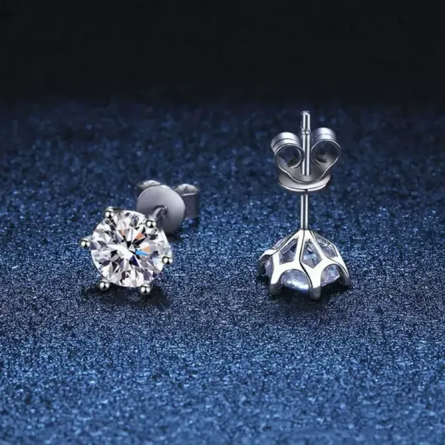 Stud Earrings Round Cut Solitaire