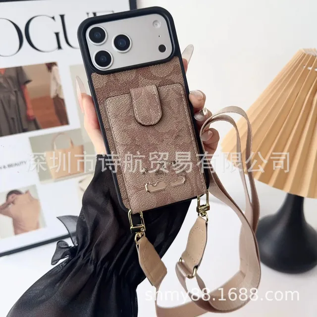Coach Phone Crossbody Case Signature Canvas with Card Slot