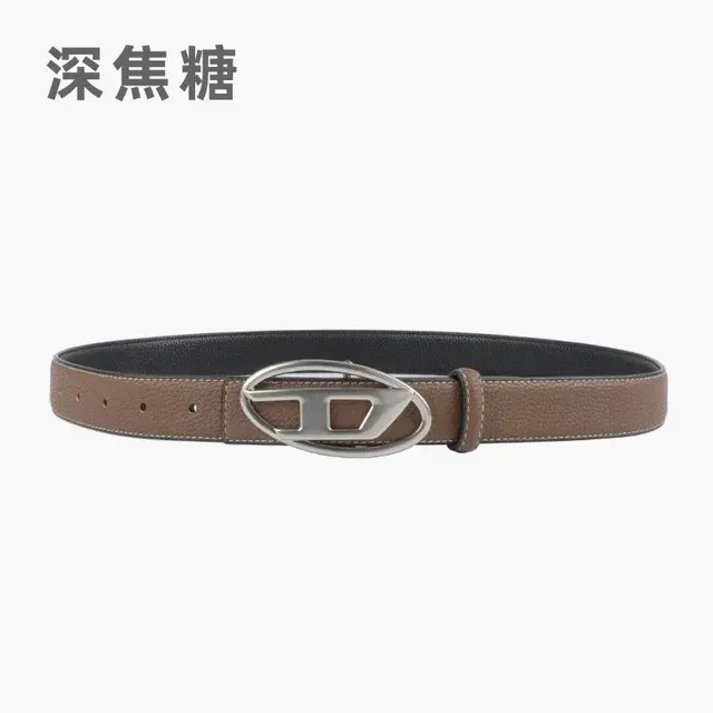 Diesel Belt Two-Tone Leather with Logo Buckle