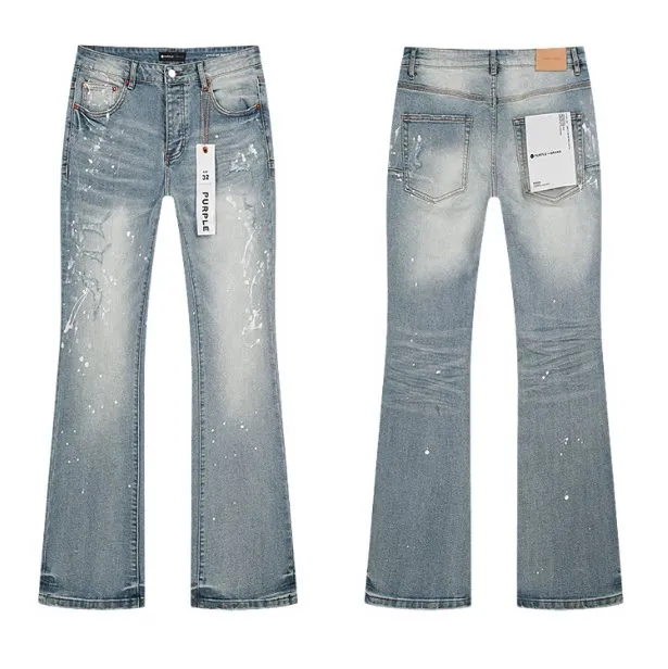 Flared Jeans Paint-Splatter Distressed