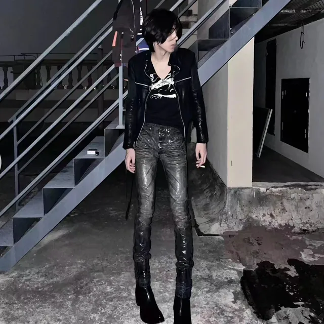 Saint Laurent Leather Pants Glossy Finish