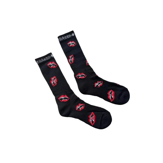 Chrome Hearts Lips Socks Red Lips Print