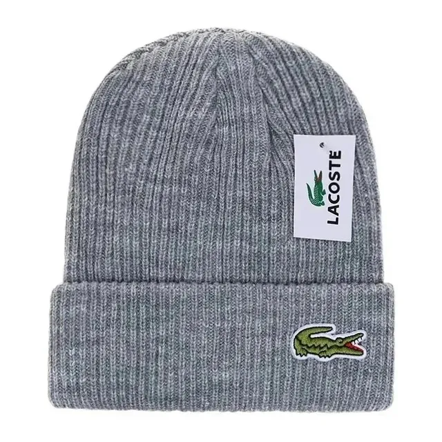 Lacoste Beanie Ribbed Knit with Crocodile Patch