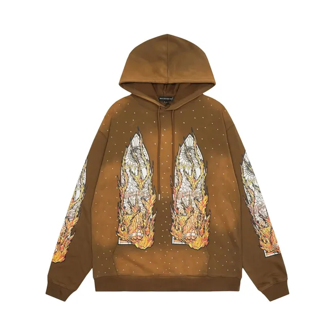 Who Decides War Flame Graphic Hoodie Ombre Flame Print