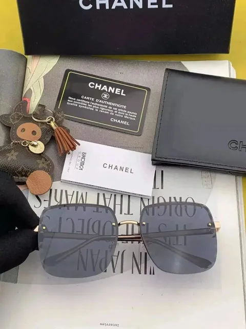 Chanel Square Sunglasses Gold Frame