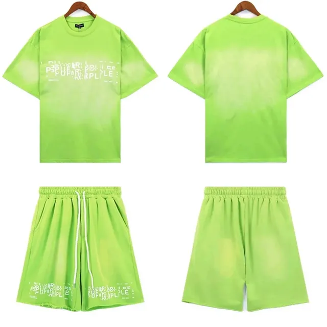 Purple Brand T-Shirt and Shorts Set Purple Gradient Print