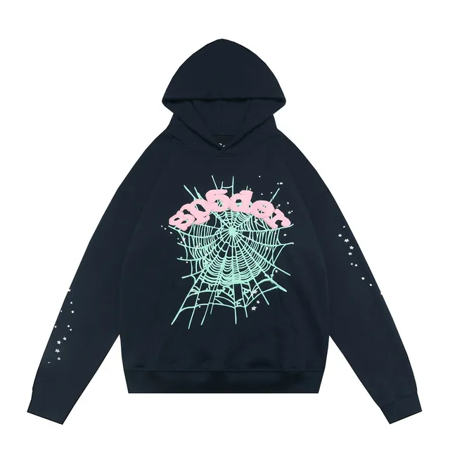 Sp5der Spider Web Hoodie Pink Logo with Mint Web