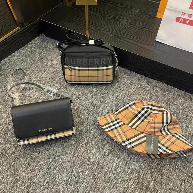 Burberry Check Print Bag Set Classic Vintage Check