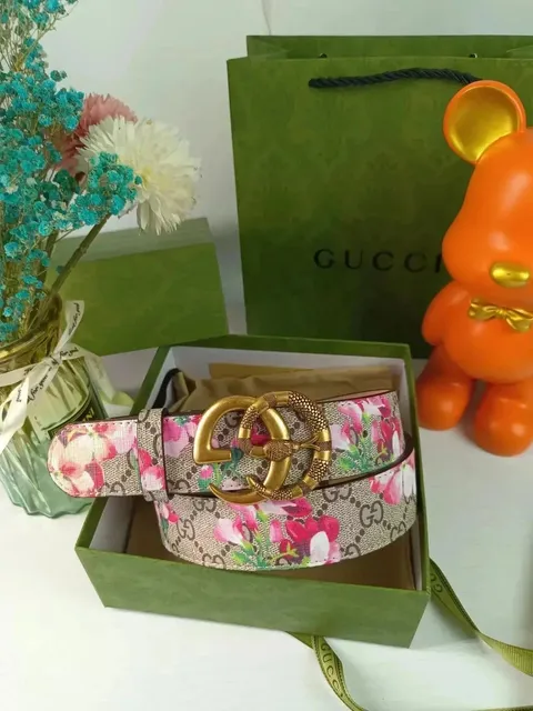 Gucci GG Marmont Belt Floral Print