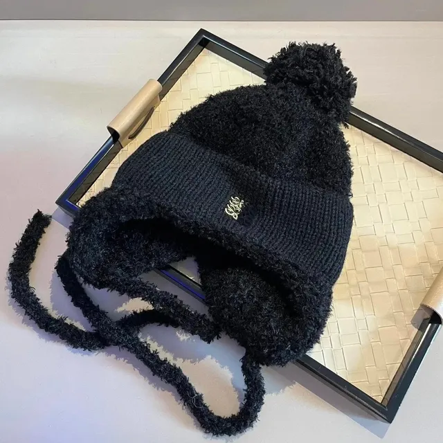 Chrome Hearts Pom-Pom Beanie Fuzzy Knit with Logo