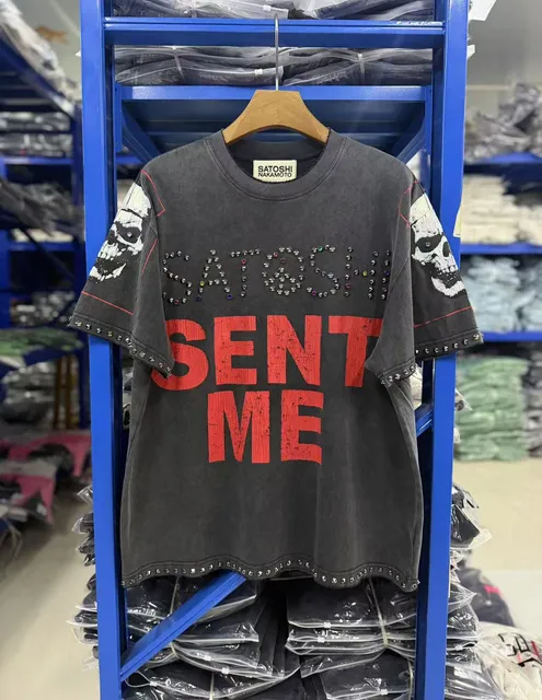 Satoshi Nakamoto Skull Graphic Tee Studded 'SENT ME' Print