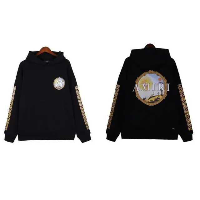 Amiri Hooded Sweatshirt Gold Embroidered Sleeve