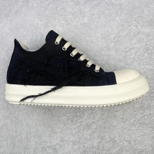 Rick Owens Geobasket Low Distressed Denim