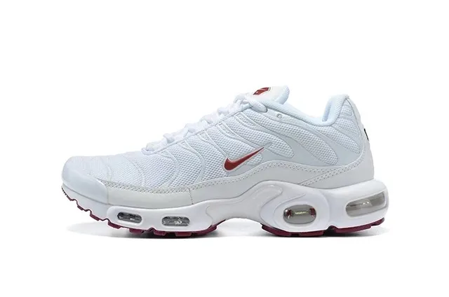 Nike Air Max Plus Triple White with Red Swoosh