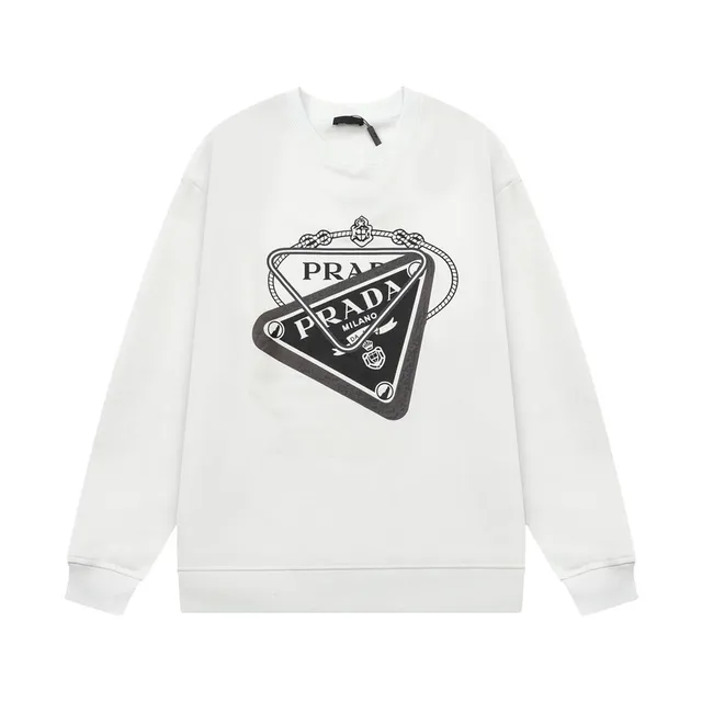 Prada Crewneck Sweatshirt Triangle Logo Print