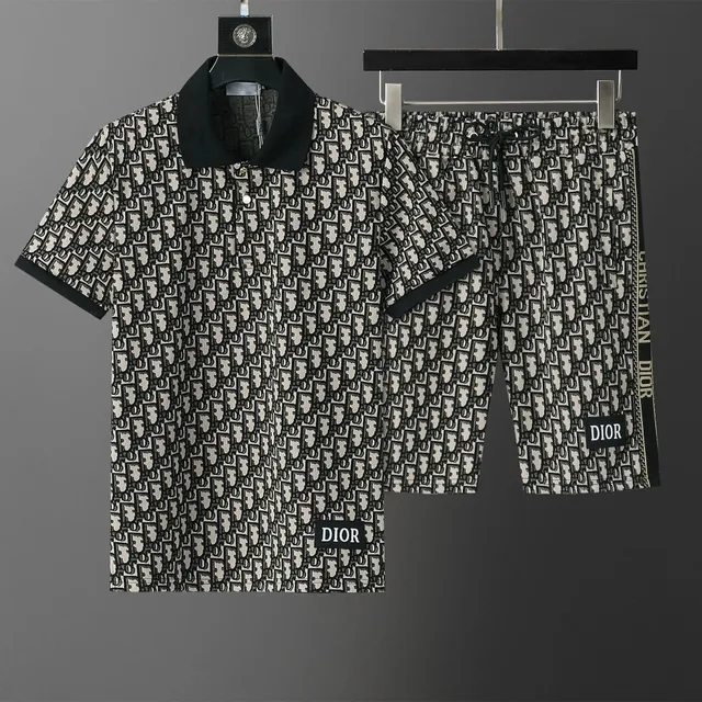 Dior Oblique Print Polo and Shorts Set Monogram Pattern
