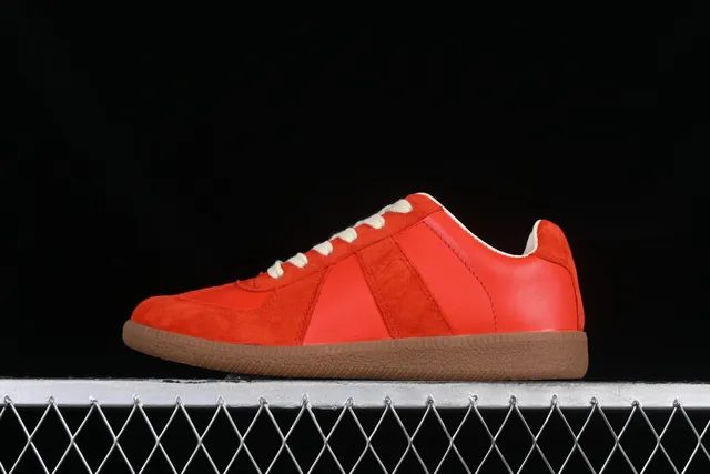 Maison Margiela Future Low Vibrant Red Suede and Leather