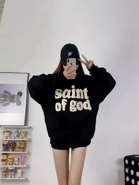 Saint Laurent Oversized Sweatshirt Saint of God Print