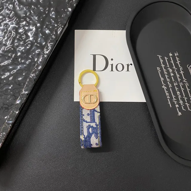 Dior Oblique Keychain Blue and White Oblique Print