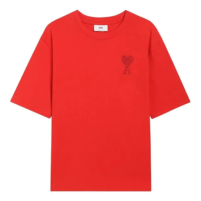 AMI Paris Heart Logo T-Shirt Embroidered Heart