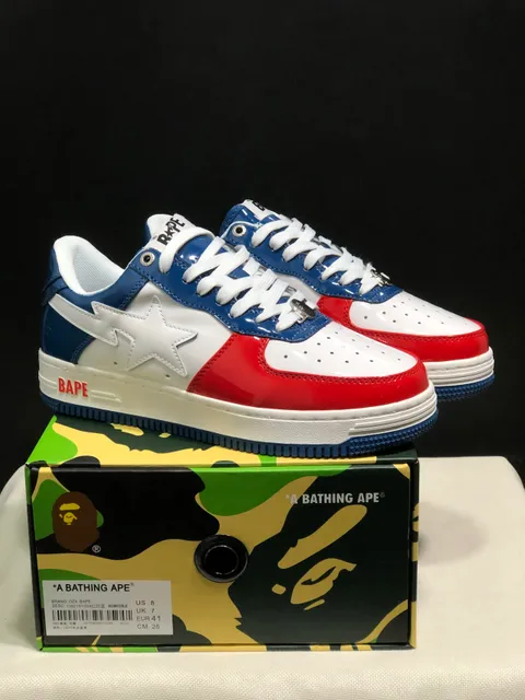 BAPE Shark Air Force 1 Red White Blue