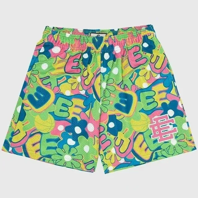 Eric Emanuel Mesh Shorts Floral Logo Print