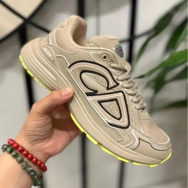 Dior B22 Beige with Neon Yellow Sole